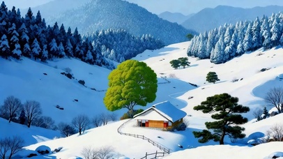 唯美雪中治愈小屋