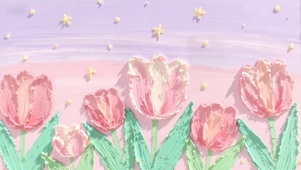 小清新春天粉紫郁金香