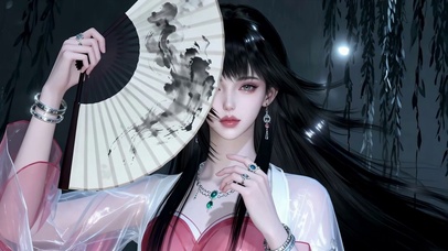 水墨扇古风美人