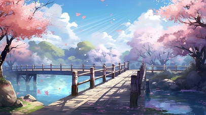 唯美风景壁纸 ai插画