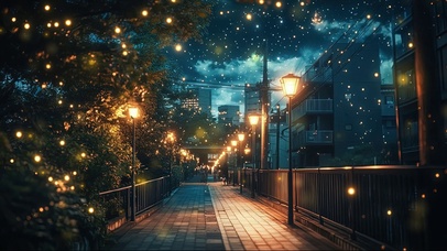 荧光静谧无人城市天桥