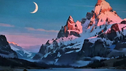 雪山月明