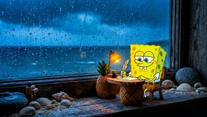 海绵宝宝雨夜学习
