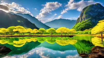 湖光水镜美如画