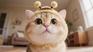 可爱的蜜蜂猫咪