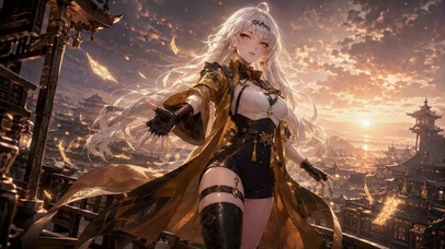 夕照古城少女