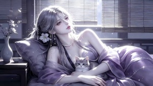 氛围窗紫系古风少女
