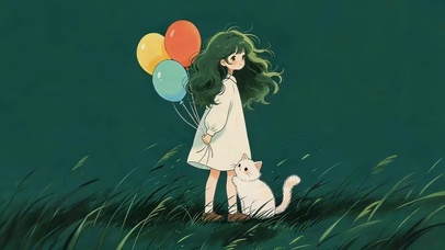 女孩和猫咪