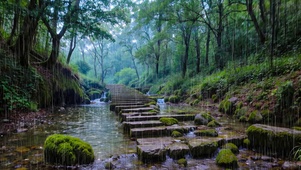 【雨景】野外的青石小路