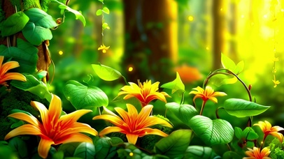 清新护眼森林中的鲜花