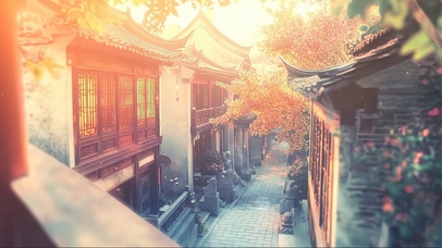 古城春日午后建筑风景