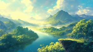 俯瞰云雾山谷河流
