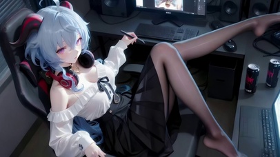 可爱长裙黑丝女孩