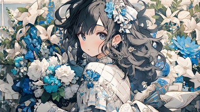 蓝花女孩