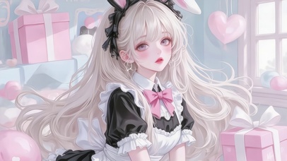 甜萌兔耳粉心少女