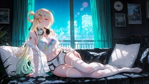 夜景窗边白丝女神琳奈