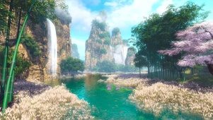 古风山水瀑布河流