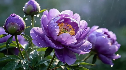 雨润紫牡丹