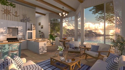 傍晚温馨海边房间