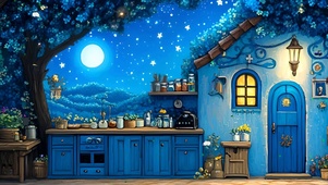 护眼星空树木房屋绿景带鱼屏