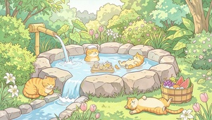 小猫的森林温泉时光