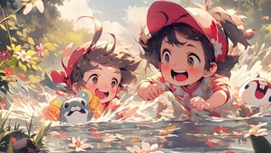 小溪戏水