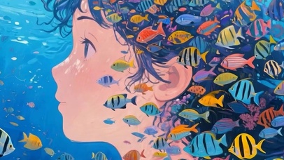 水中女孩宽屏双屏