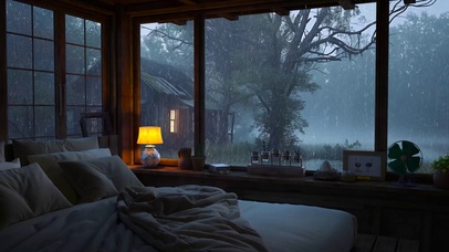 乡村雨天木屋房间