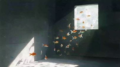 梦核意境~唯美桌面锦鲤鱼群~