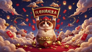 钱来招财猫 无缝循环