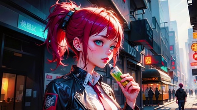 皮衣红发美少女