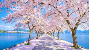 护眼湖中樱花小路