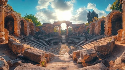 蓝天阳光古罗马剧场