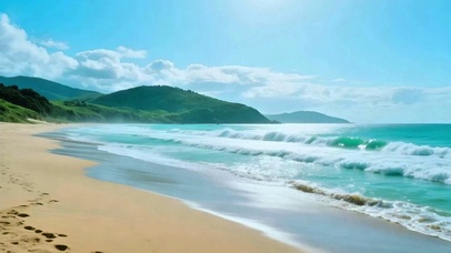 唯美治愈沙滩海浪4K