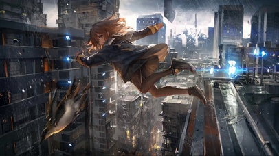 雨天城市少女 雨屏保