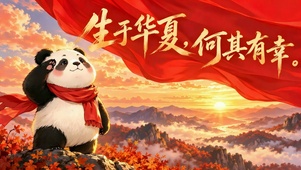 生于华夏何其有幸 熊猫爱国壁纸
