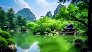山水古亭美景