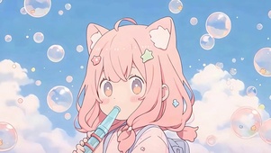 吹泡泡女孩
