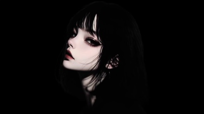 暗黑少女-侧脸黑白特写