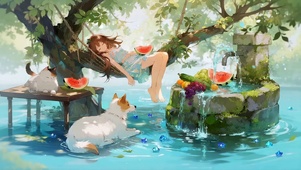可爱荡秋千的女孩