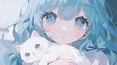 可爱女孩和她的猫