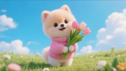 可爱的捧花小狗狗