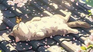 树下猫咪带鱼屏