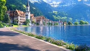 护眼白云树木花草树木带鱼屏