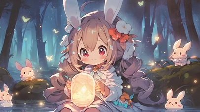 4K 治愈兔子女孩