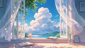 窗边云海晴日