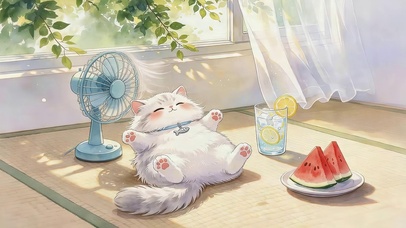 夏日吹风的猫咪