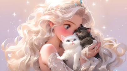 4K 少女的黑猫白猫