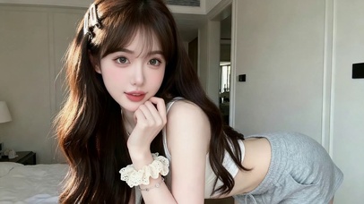 朦胧卧室氛围感美女