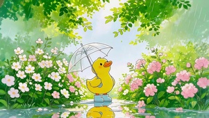 雨中小黄鸭